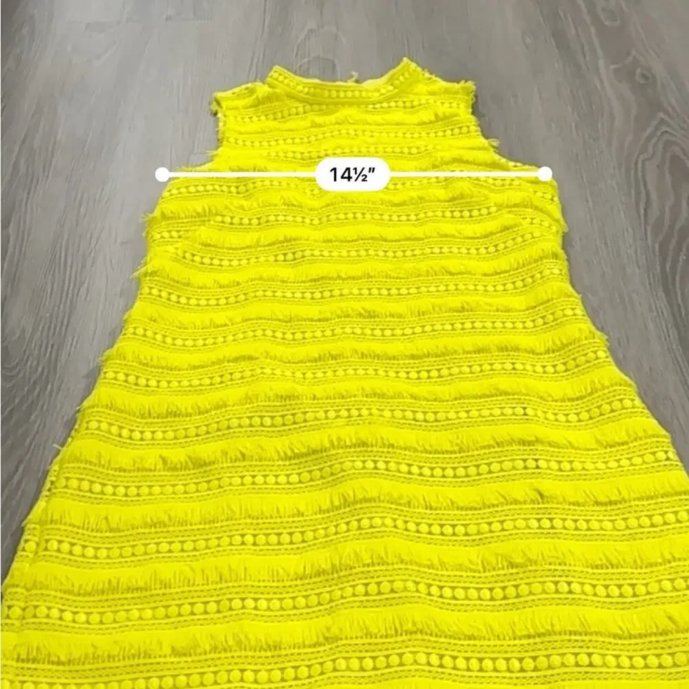 J.Crew Fringe Lace Sheath Dress Size‎ 2 Yellow Citron Sleeveless Cocktail Party